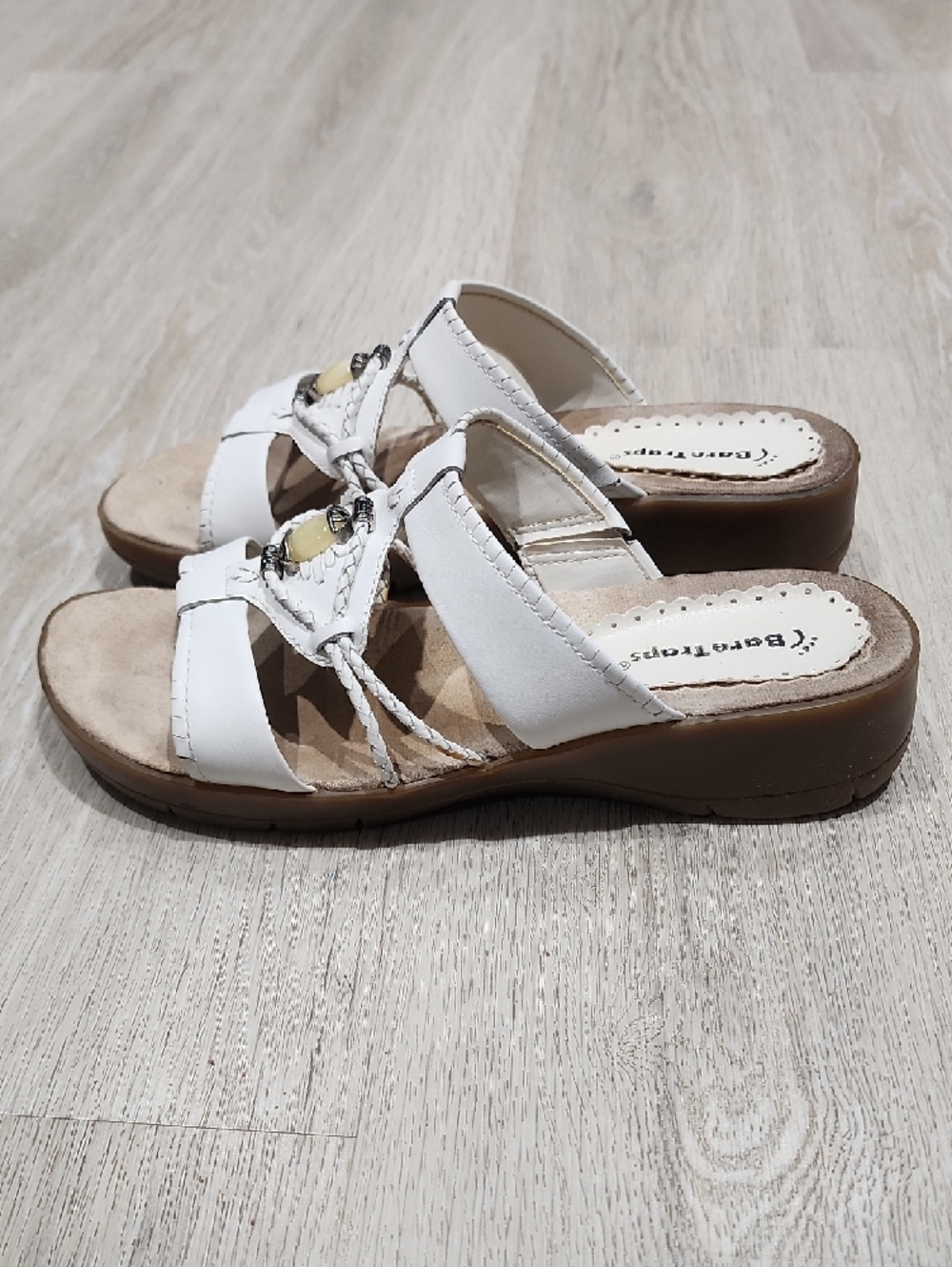 BareTraps White Braided Slip-On Sandals with Bead Detail 8 - Picture 3 of 10